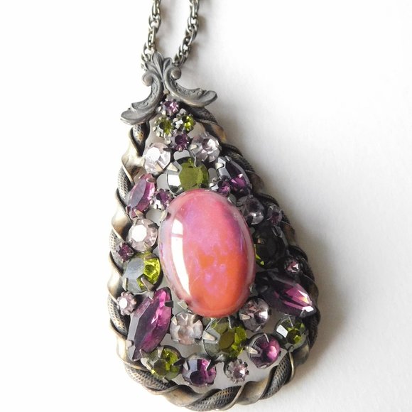 large vintage Victorian SAPHIRET necklace pendant - Picture 1 of 8